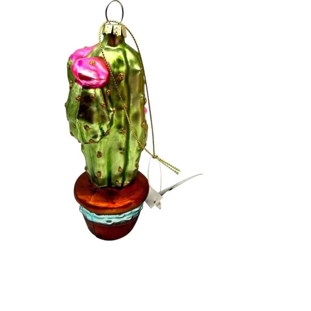 Saguro Cactus Christmas Ornament Southwest Desert Glass Robert Stanley 5 in. NWT